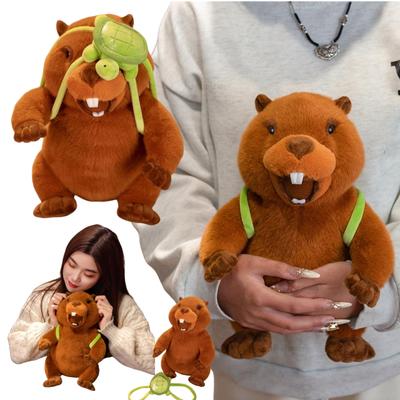 Kawaii Lifelike Marmot Backpack Plush Toy Key Bag Pendant Simulation Marmot Plush Doll Stuffed Animal Kid Birthday Creative Gift