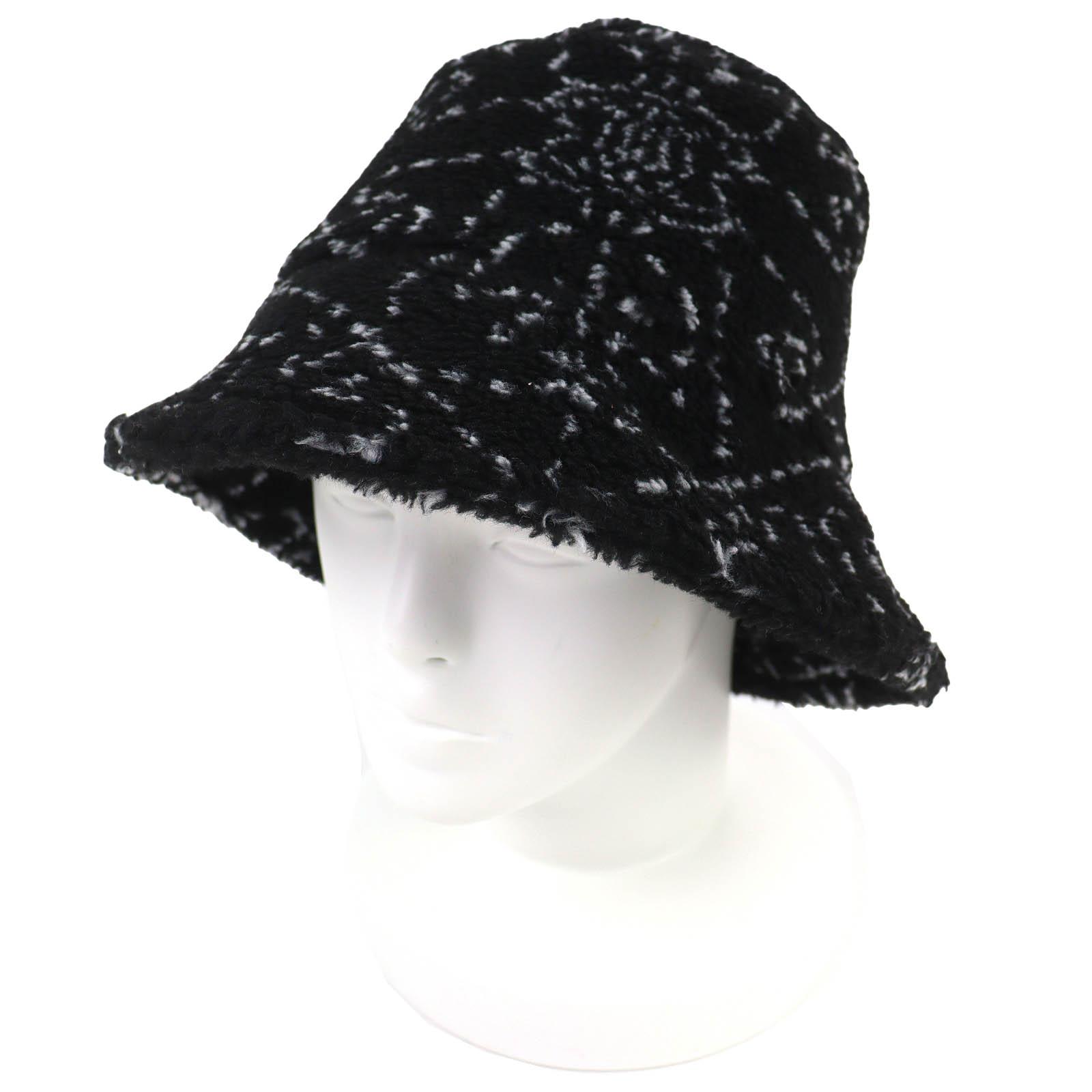 

Excellent CHANEL COCOMarkMetal all-over print pile bucket hat black M 21B AA7847 Used