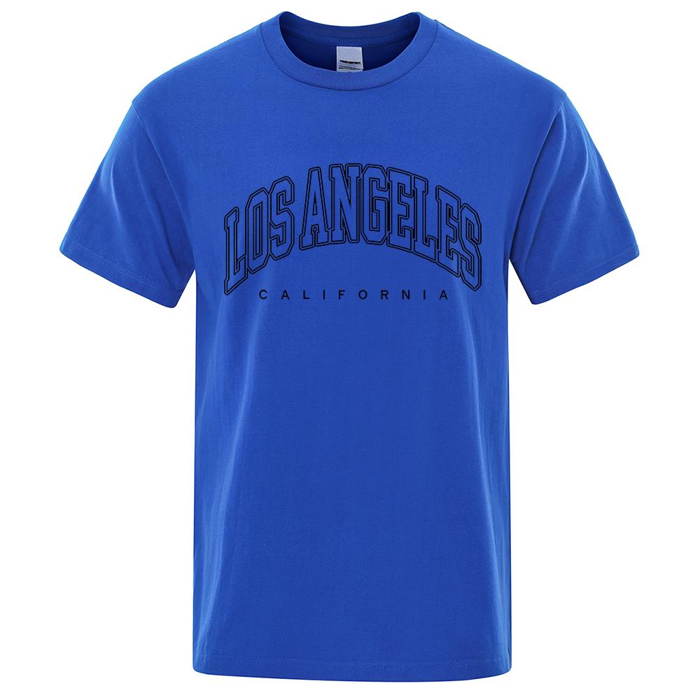Los Angeles, United States Double Outline Men Women Tshirts Summer Oversize Loose Tops Breathable Cotton T Shirt