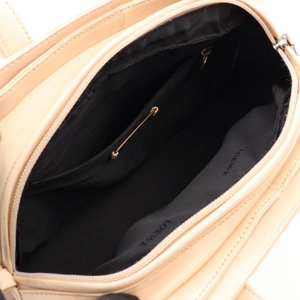 Used LOEWE Anagram Handbag Leather Beige Used Women