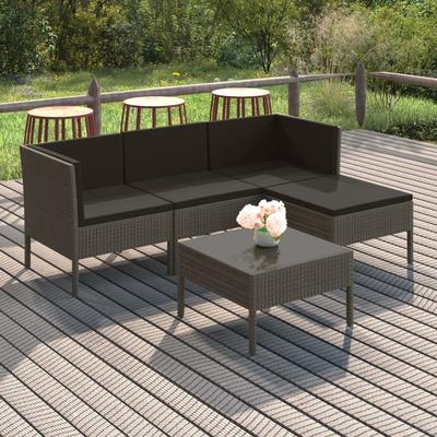 Vidaxl 5-Cz. Conjunto de Salón para Jardín, Cojines, Gris, Ratán PE