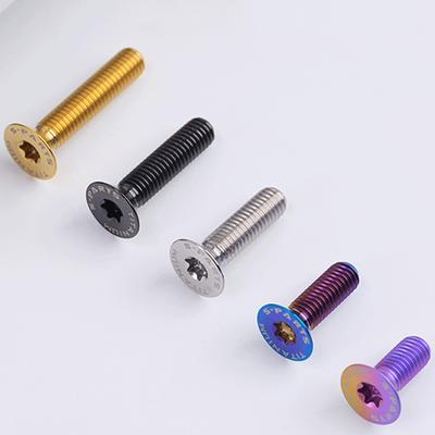 Vis à tête fraisée M5 p0.8mm 8/10/12/14/16/18/20/25/30/35/40mm Alliage de Titane GR5 TC4 Couleur Multiple Tête Torx Plate T25