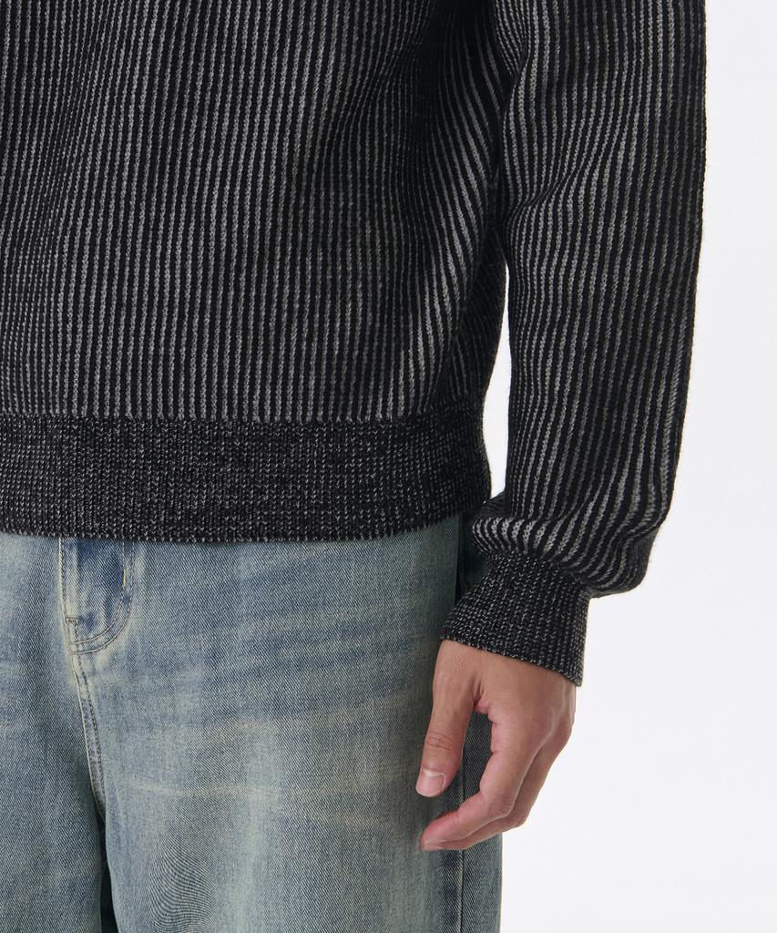 MUSINSA STANDARD Two-Tone Ribbed Crew Neck Knit [Black/Grey]