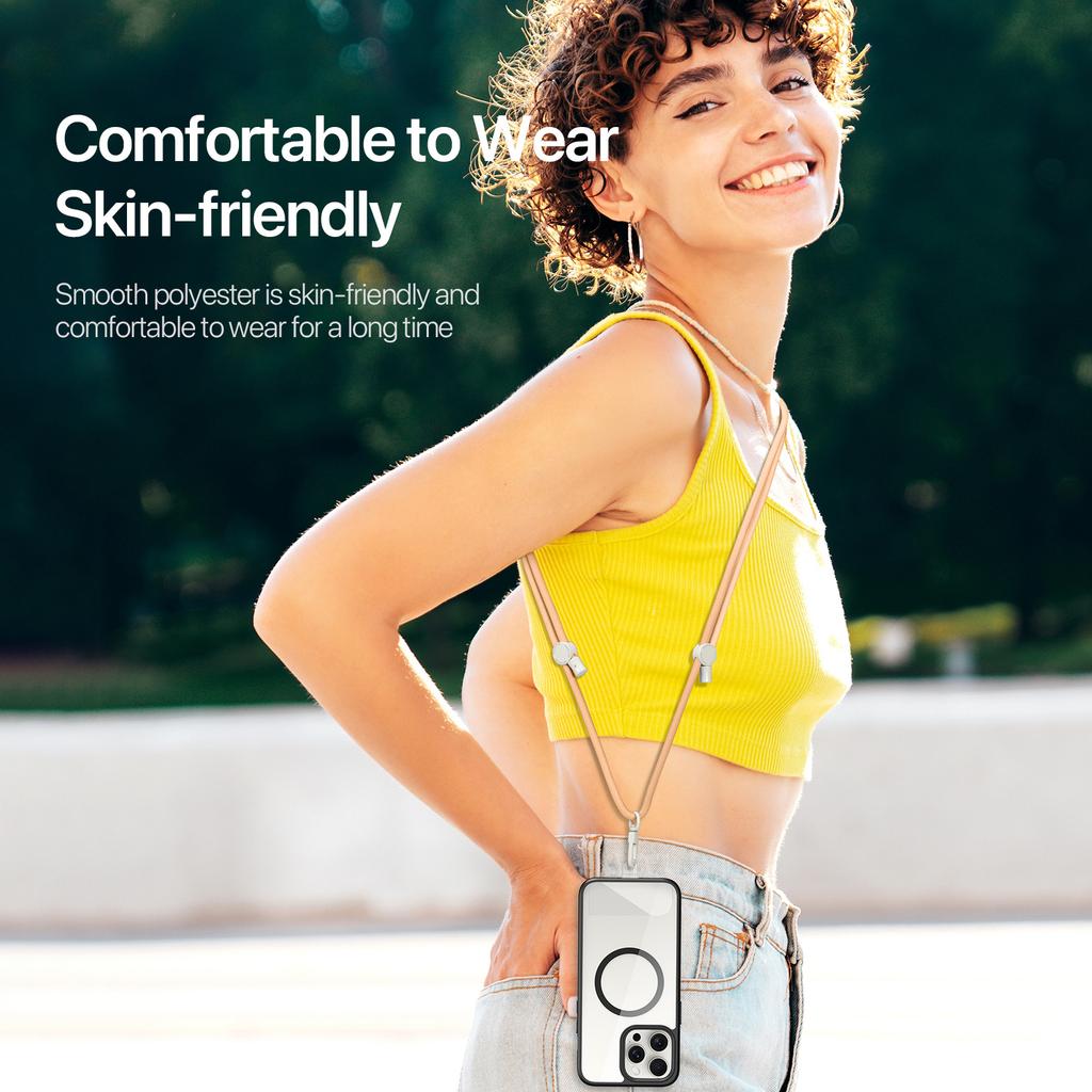 DUX DUCIS PLAZ Series 146cm Phone Lanyard Polyester Crossbody Strap Neck Rope with Tether Tab