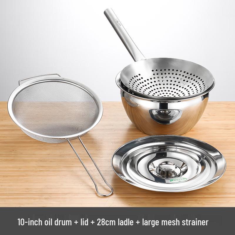 Ningzhao 304 Stainless Steel Oil Pot and Strainer Set