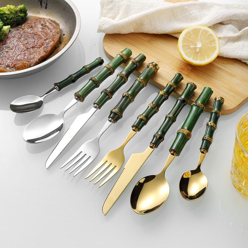 Bamboo Joint 304 Stainless Steel Dessert Spoons