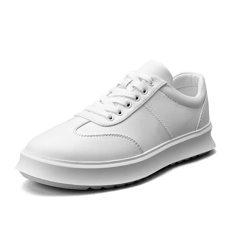 

Брендовые модные кожаные мужские плоские дизайнерские кроссовки, удобные классические повседневные туфли для прогулок на открытом воздухе из натуральной кожи со шнуровкой Muller 44 белый