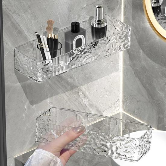 Bathroom Storage Rack Wall Corner Shelf Strong Load-bearing Large Capacity Transparent Makeup Holder Shower Caddy