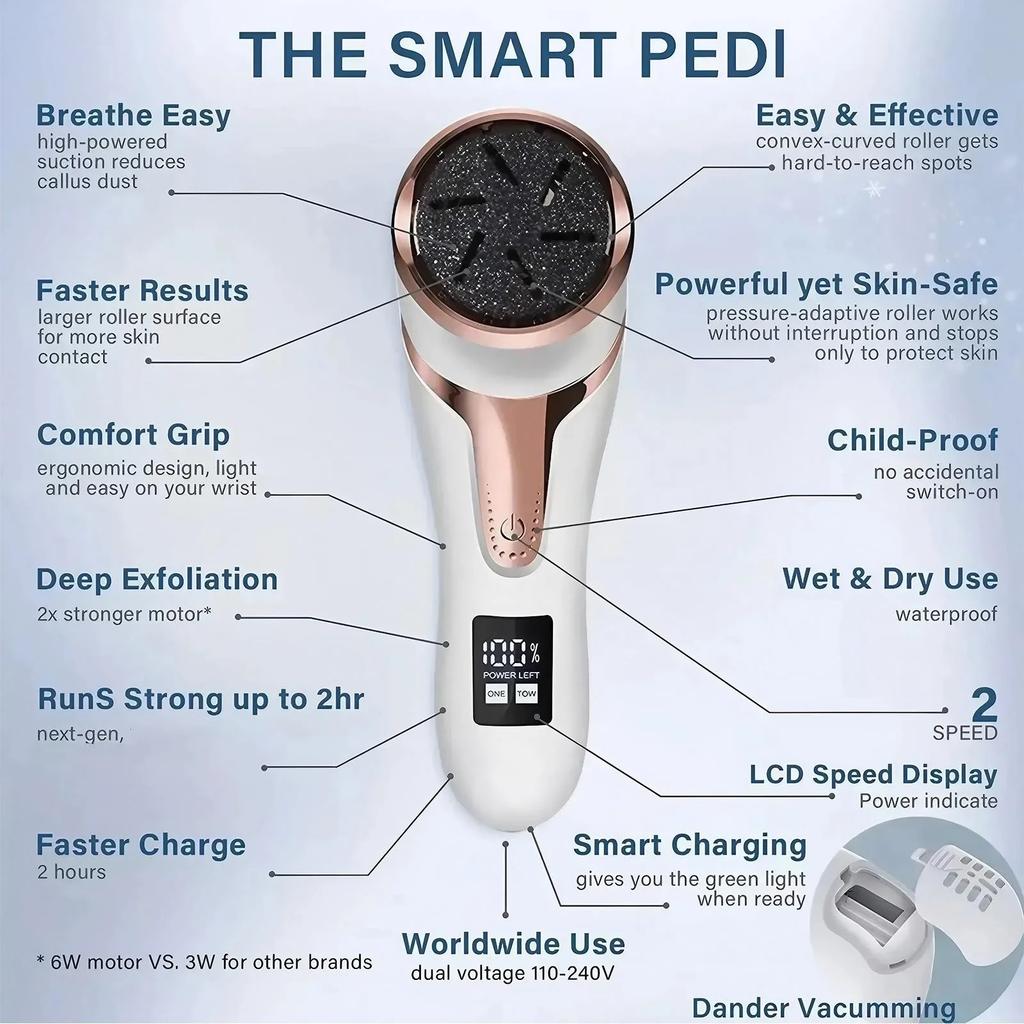 Electric Foot Grinder Callus Remover Vacuum Pedicure Machine Waterproof Foot Care Tool Home Use Easy Clean