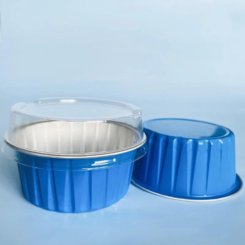 50Pcs Foil Ramekins Cupcake Baking Cups Holders Cases With Lid,Aluminum Foil Cupcake Liners,Muffin Liners Cups With Lid