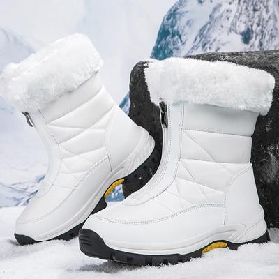 36-42 Women's Winter Pre-Winter Zipper High-Gangs Boots Anti-Slip Super Fiber Wool Warm Large Size Snow Snow Women's Shoes