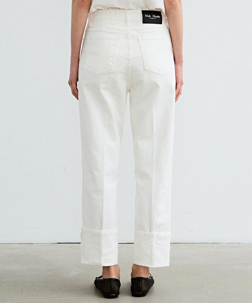 Nigaennikol Roll-Up Denim Cotton Pants_White