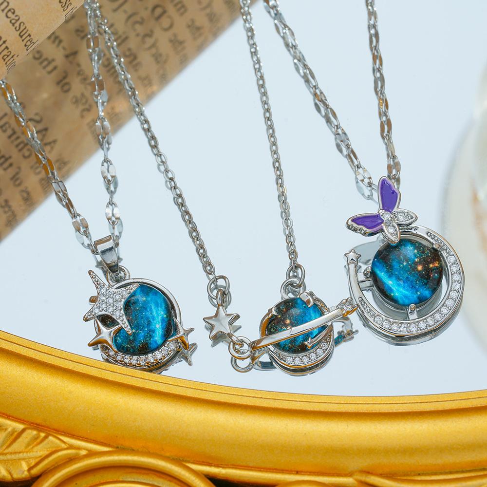 Planet Starry Sky Necklace Women's Fashion Personality Versatile High-end Collarbone Chain Jewelry