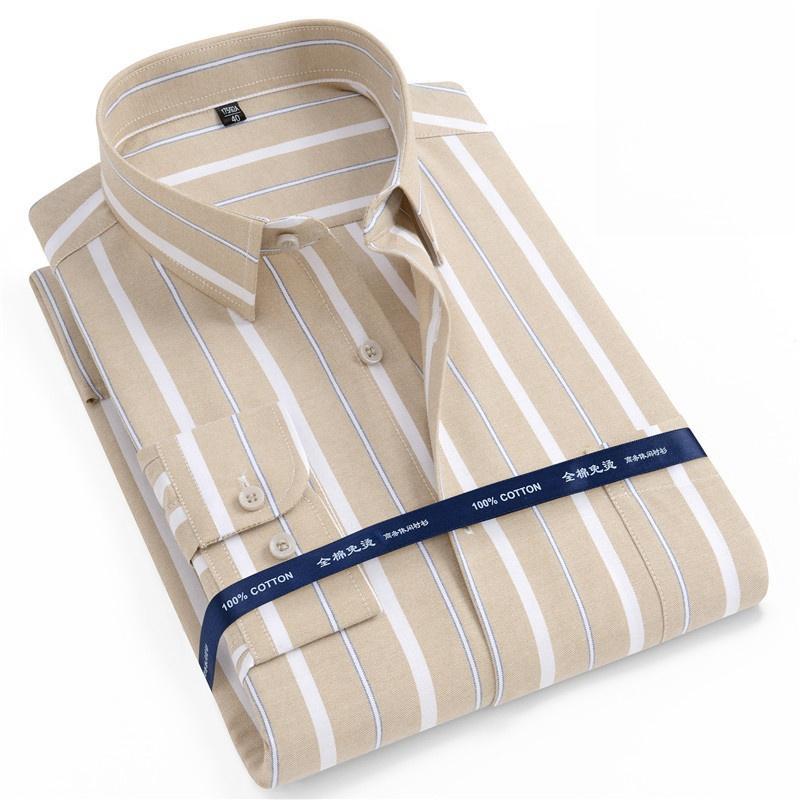 New 100% Pure Cotton Shirts Oxford Men Solid Color Shirt Long Sleeve Regular Fit Men Pocket Casual Autumn Male Shirt 7XL 8XL