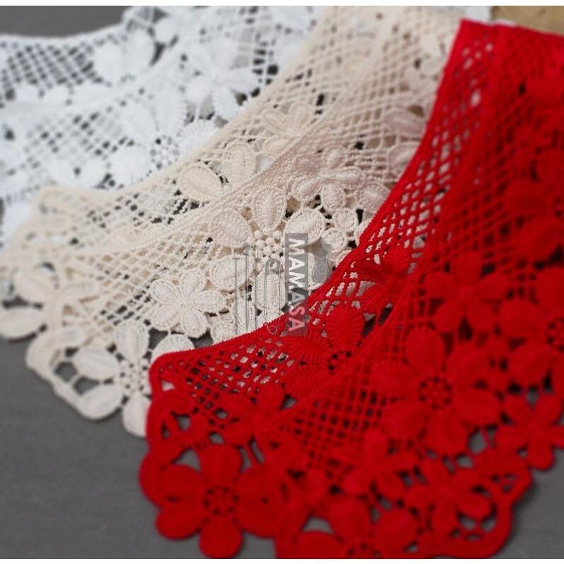 1 Pair Embroidery Cotton Lace Fabric Neckline Collar Trim Craft Ribbon DIY Sewing Collar Guipure Applique Wedding Decor