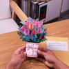 Paper Flower Bouquet Card Forever Flower Bouquet 3D Pop Up Greeting Cards For Valentines Day Graduation Day