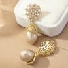Electroplated Copper Zirconia Earrings with Imitation Pearl Drops for Women - Elegant and Luxurious Design