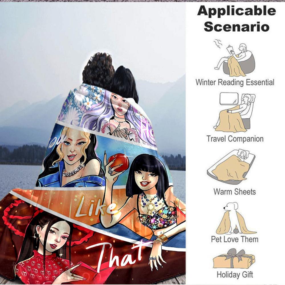 1pc BlackPink, K Pop Flannel Blanket [Cozy Throw Blanket] For Sofa, Bed, Travel, Camping, Livingroom, Office, Couch, Chair, And Bed