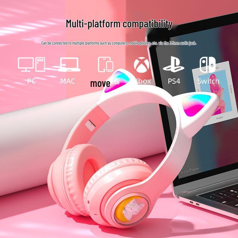 Cross-Border Pet Capsule Cat Ear Bluetooth Earbuds: Luminous & Gradient Design