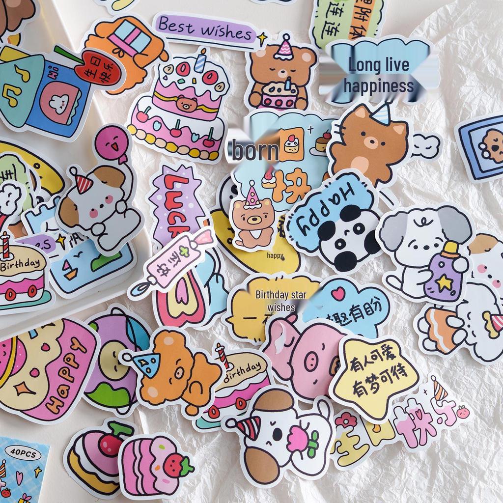 Zaomou Birthday Series Cute Cartoon DIY Decorative Sticker Pack