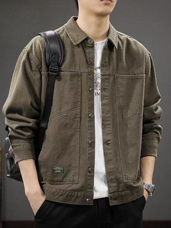 Men's 2025 Retro Workwear Casual Lapel Jacket - Japanese Style Autumn Shirt