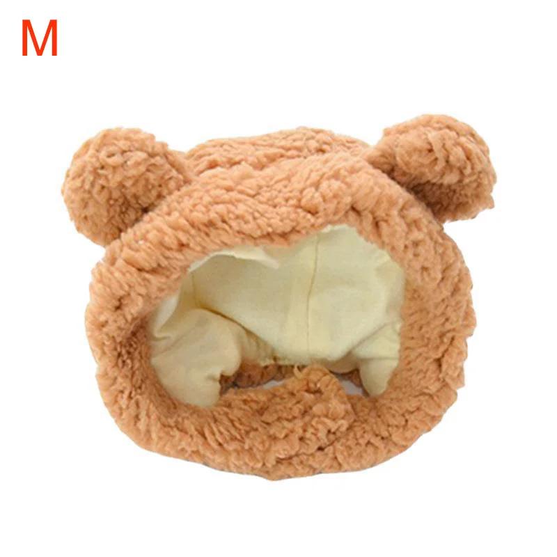 1Pcs Funny Cat Cap Bear Plush Head Cover Cute Cat Dog Woven Warm Headdress Pet Hat Kitten Puppy Cosplay Costume Accessories
