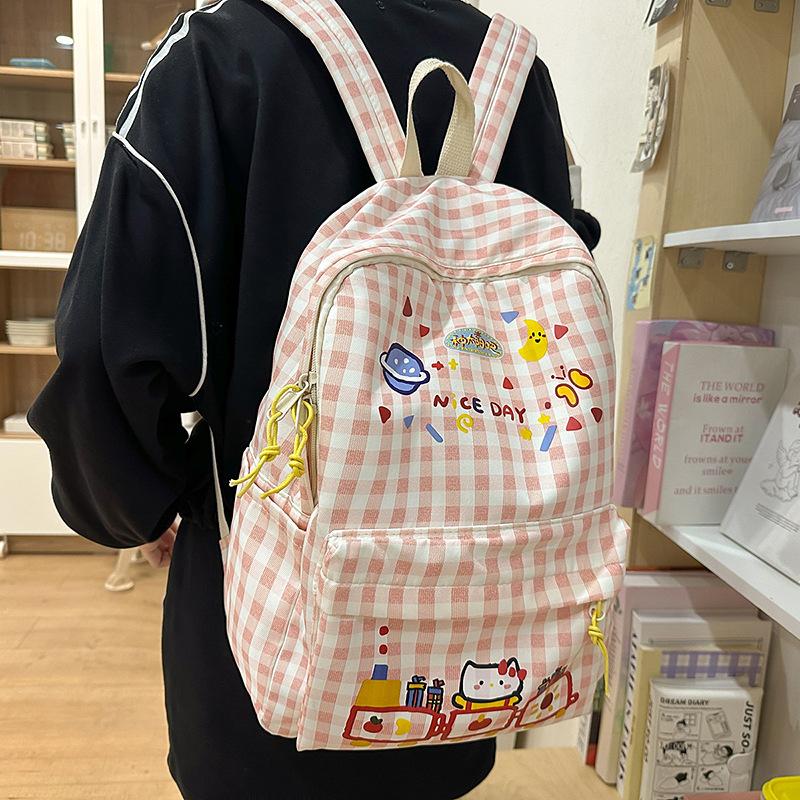 School Bag Japanese Fresh and Sweet Casual Junior High School Student School Bag Simple Versatile Backpack Ins Lightweight Cartoon Backpack