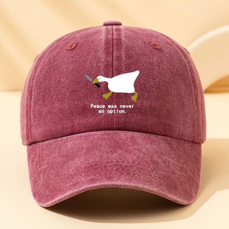 A running goose fashionable printed baseball cap versatile outdoor casual duckbill cap travel hat Adjustable бордовый
