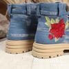 Denim platform Martin boots 2025 winter color matching British style women 2025 printing tooling boots