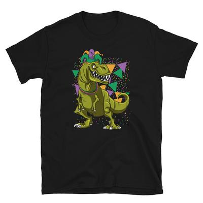 Lustiges Faschingsdienstag Mardi Gras T-Rex Karneval Kurzarm Unisex T-Shirt