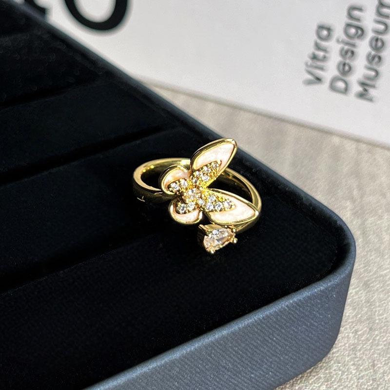 Exquisite unicorn rainbow personality flower butterfly fairy tale niche design ring female butterfly four-leaf clover light luxury ring