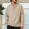 New Men's Imitation Linen Stand Collar Long Sleeve T Shirt Loose Solid Color Long Sleeve Shirt