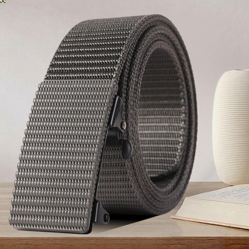 Luxury Brand Metal Automatic Buckle Waistband Casual Weave Waist Band Jeans Belt For Women Man