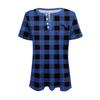 Women's Fashionable Casual Summer Plaid Print V-neck Button Short-sleeved Top