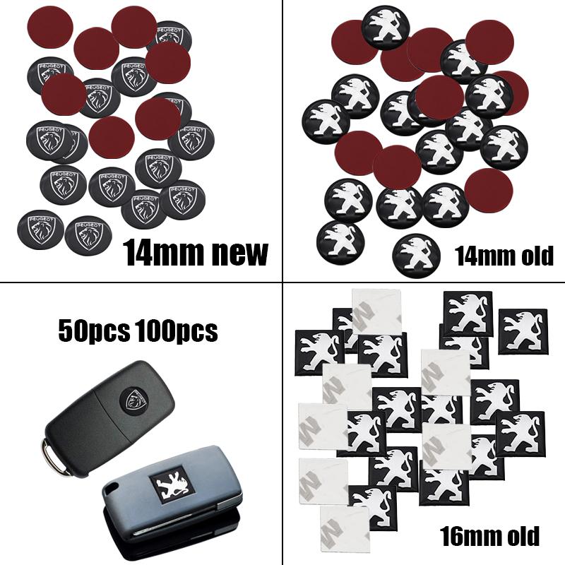 50pcs 100pcs 3D Peugeot 14mm 16mm Aluminum Car D Logo Key Fob Decoration Emblem Auto Key Badge Sticker car sticker Accessories