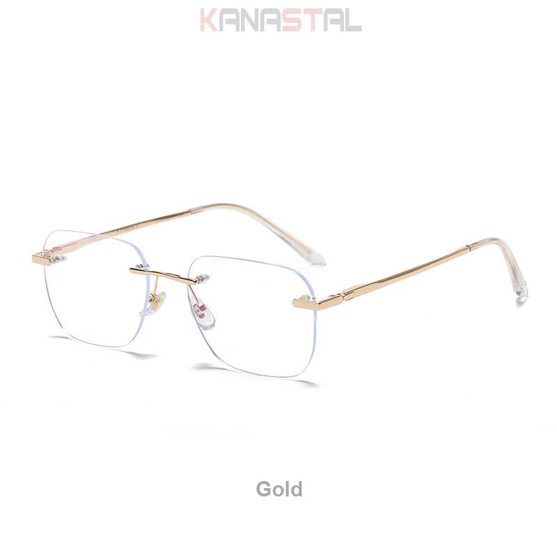 Men Pure Titanium Rimless Eyeglasses Frame Women Blue Light Blocking Lens Frameless Glasses Prescription Myopia Reading Eyewear