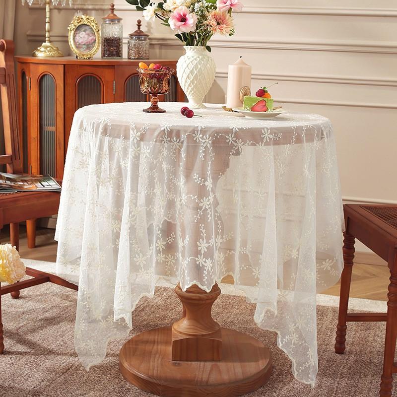 Elegant Lace Tablecloth French Style Rectangular Dining Cover Vintage Decorative TV Stand Dustproof Cloth