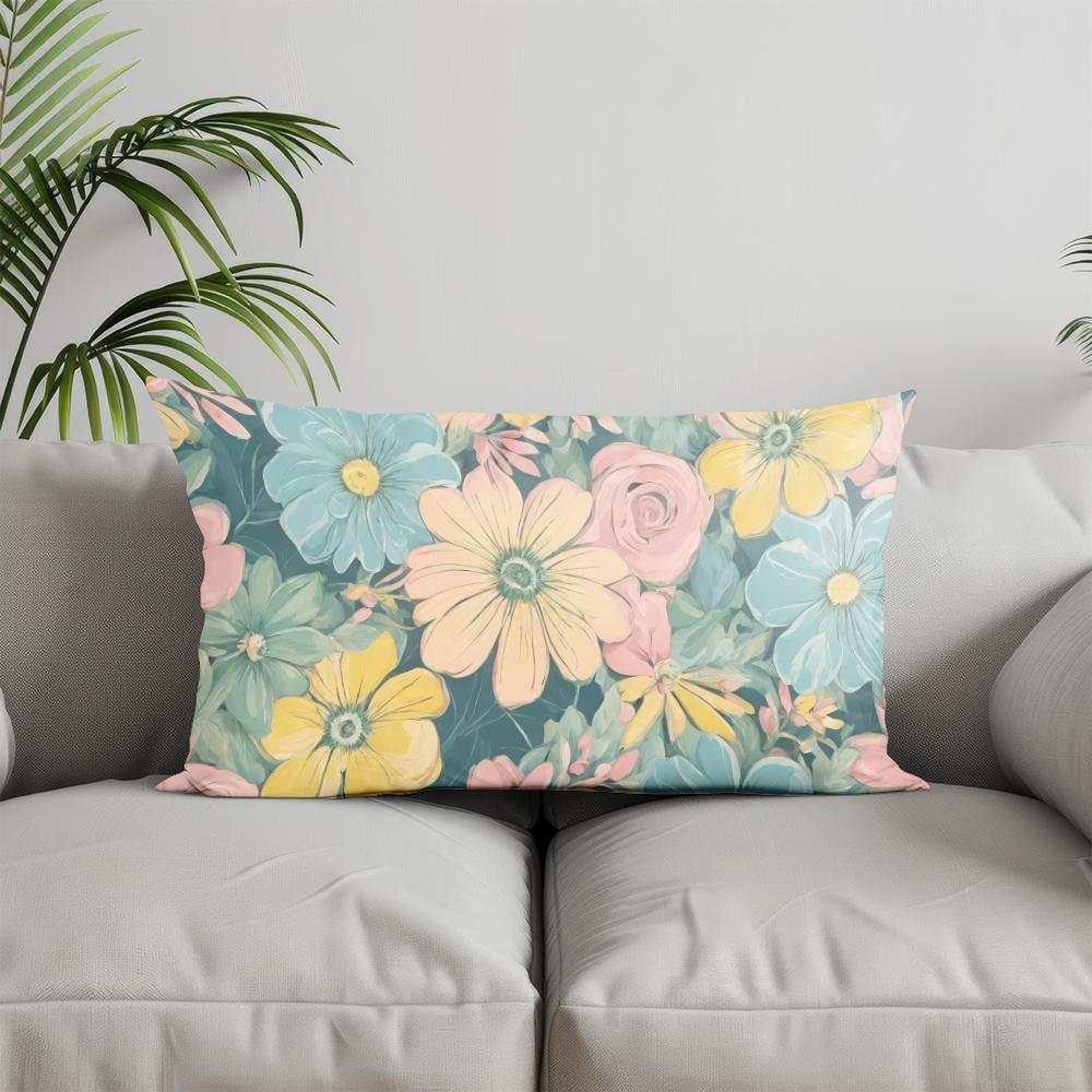 Home Decor Floral Leaves Pattern Throw Pillow Suitable For Sofa Bedroom Car Pillow Cover Cushion Rectangular Back Cushion