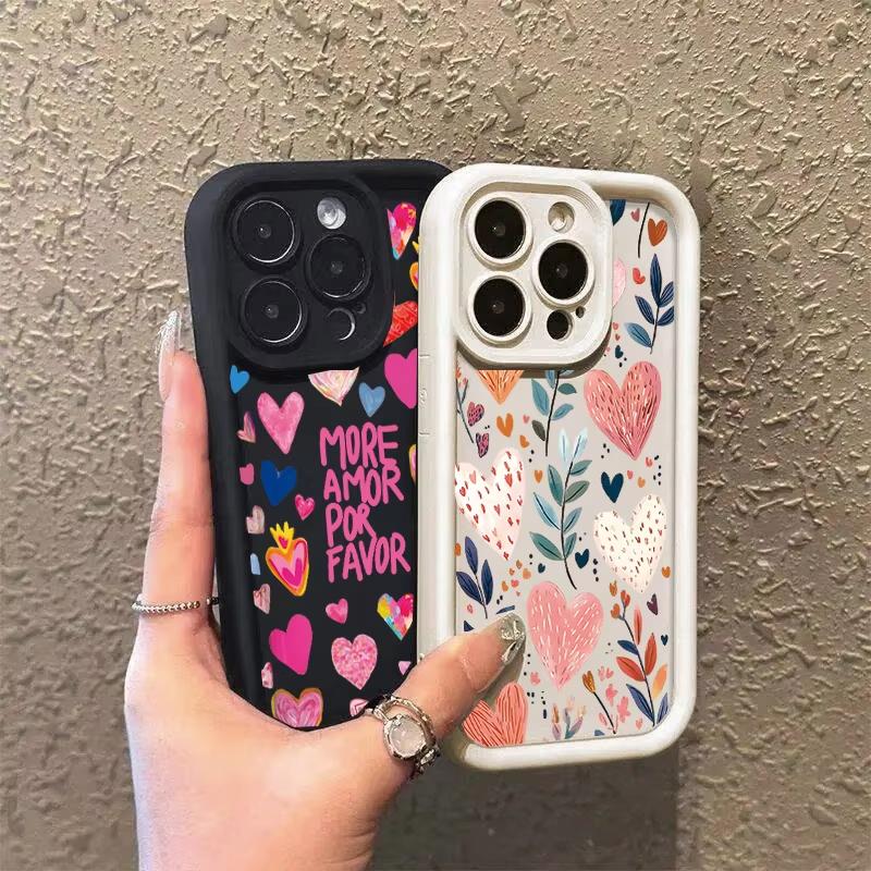 Love Heart Flower Case For Motorola Moto Edge 70 50 Pro 60 Fusion 40 Neo G22 G24 G84 G86 G53 G14 G15 G35 G52 G60 G75 G54 Cover