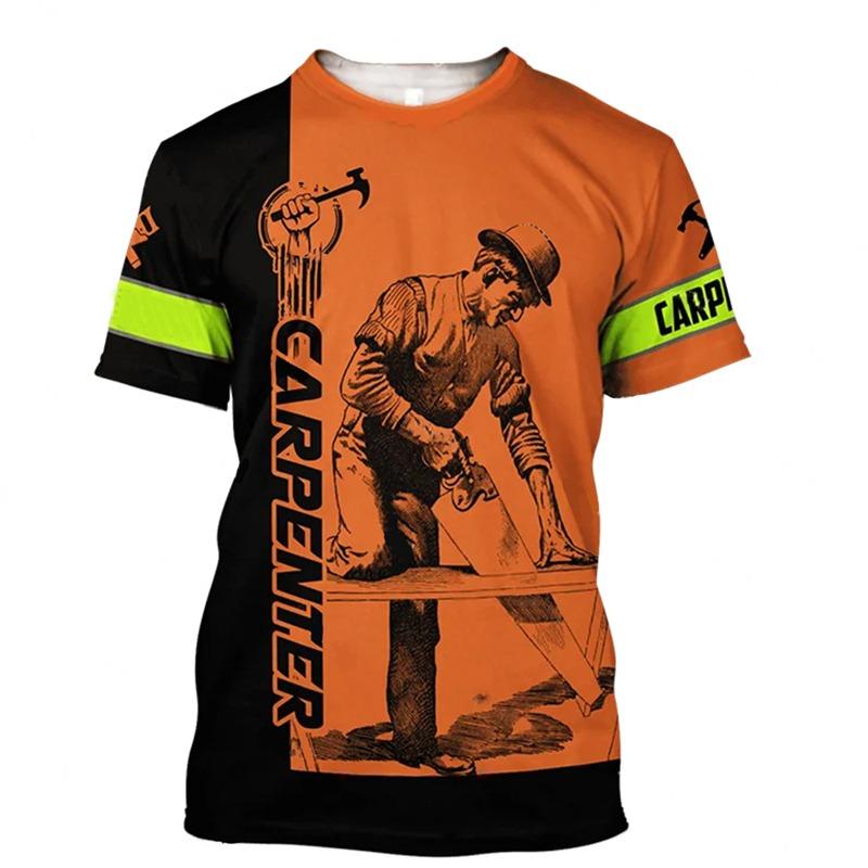 Carpenter Worker 3D Print T-Shirts Men Women Short Sleeve T Shirt Uniform Workwear Oversized Harajuku Tees Tops Man Clothing