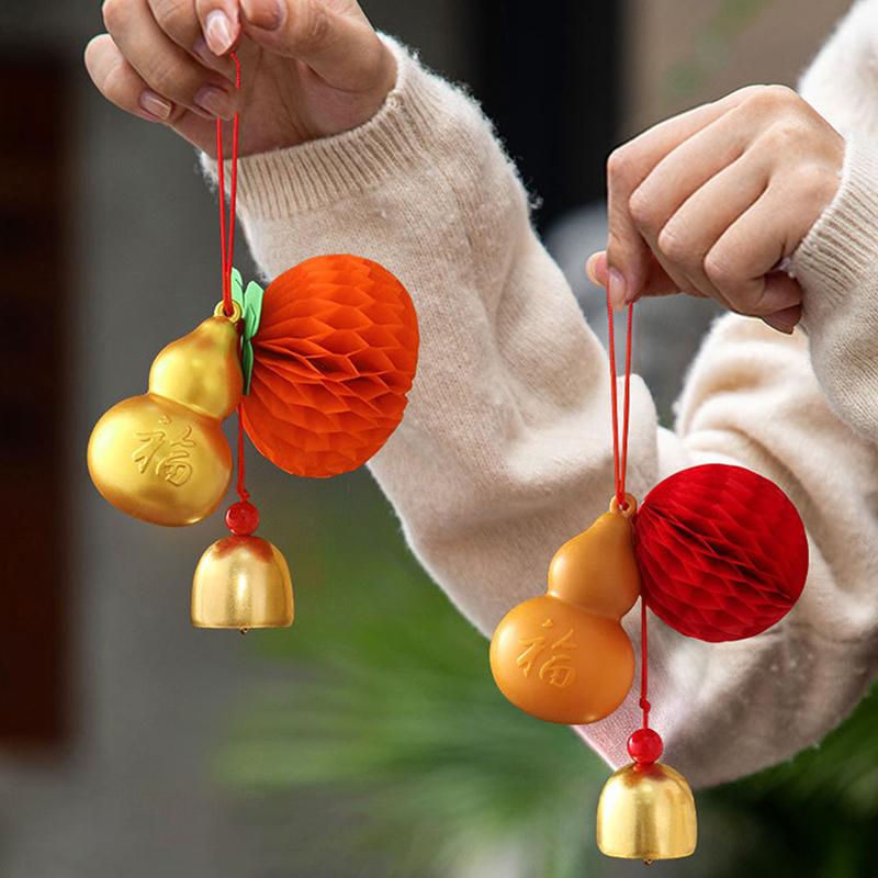 14cm DIY Accessories Cute Bell Design New Year Home Decor Gift of Blessing Gourd Design Auspicious Pendant Multi-Color