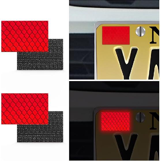 2-Pieces Reflective License Plate Stickers for New Jersey GDL Drivers - Perfect for New Drivers Under 21 & Special Learning Permits (Bright Red) 2 Pack