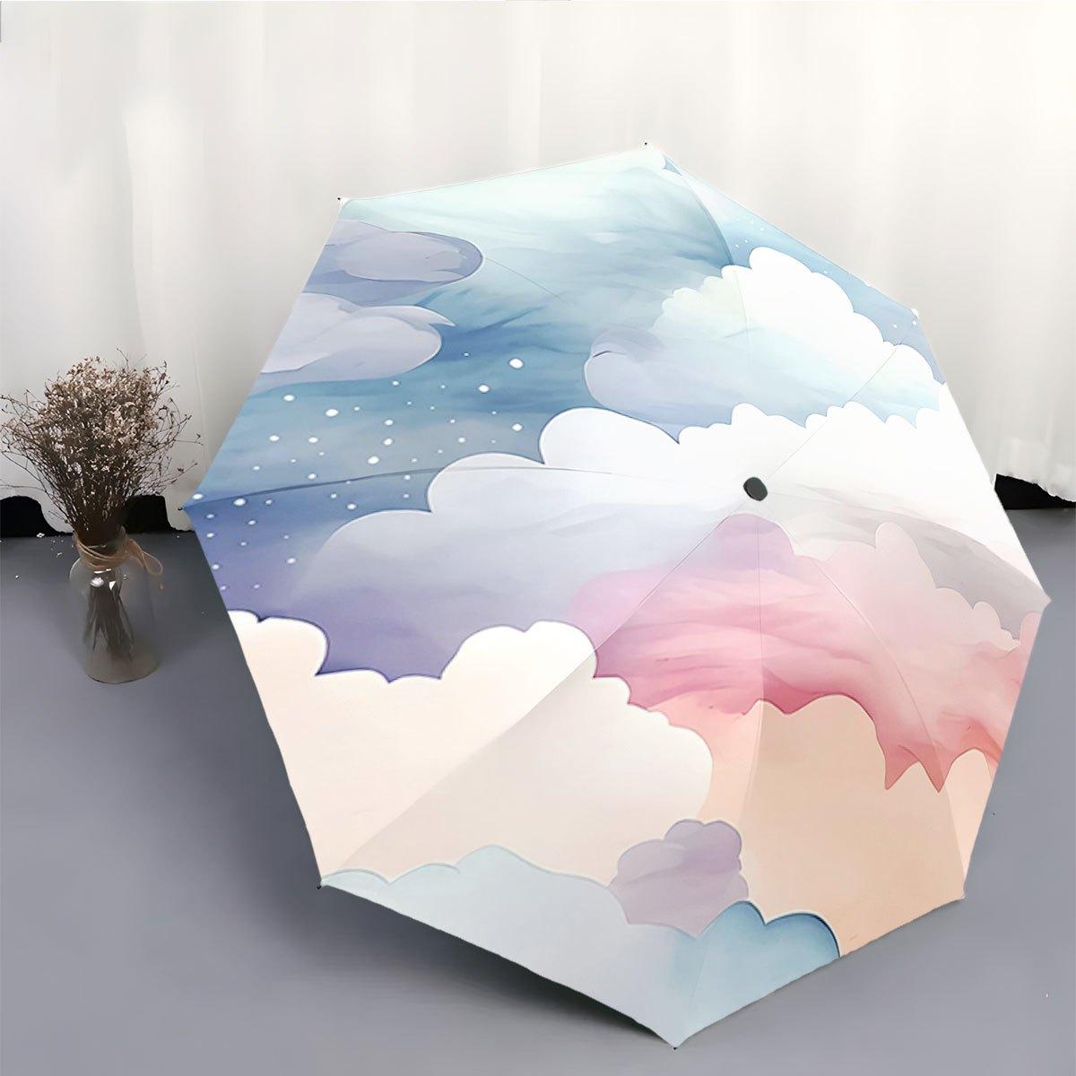 

Automatic Folding Umbrella Soft pastel clouds with a gradient sky. Portable collapsible design, casual outdoor accessory,Chris (as the picture,Iron&8K)