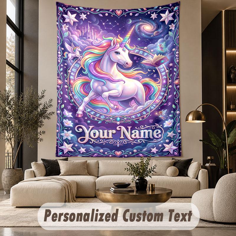 Inorog (162) Temă Tapiserie Personalizată Nume Personalizat Text Tapiserie de Agățat pe Perete Decorațiune Fundal Casă