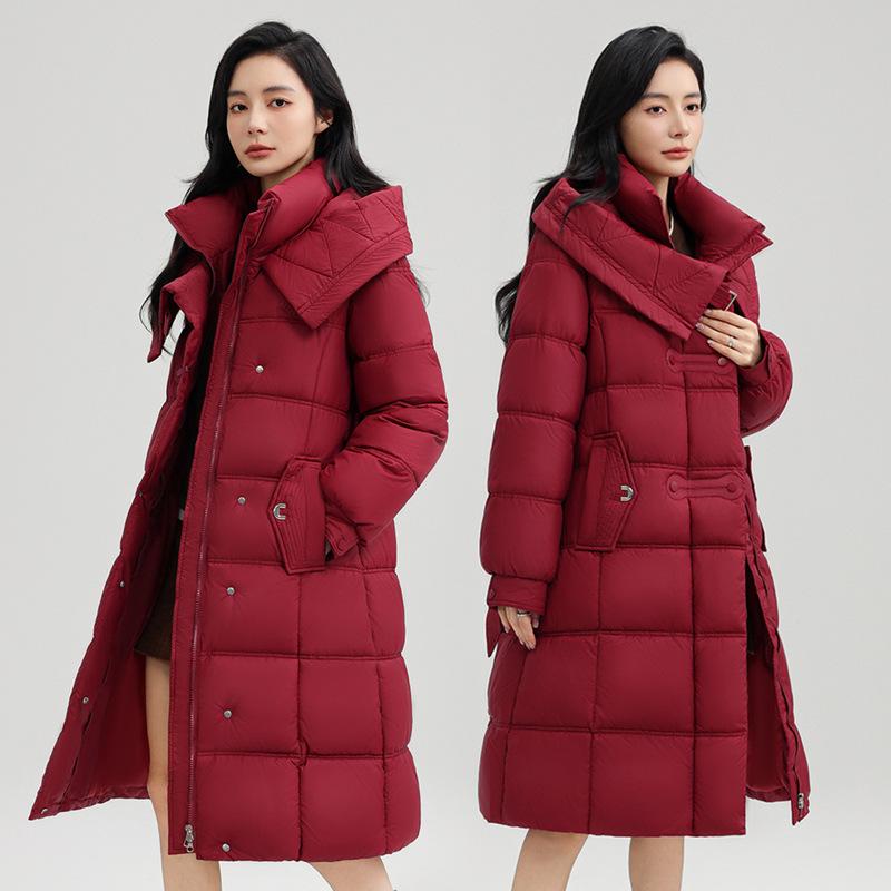 Women's hooded splicing new cold and windproof lightweight thickened fluffy warm loose high-quality fabric casual sports cotton clothing