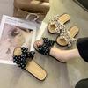 Women's Bowknot Summer Slippers - Fashionable Soft Sole One-Strap Sandals for Beach, Outdoor, and Home Use.
