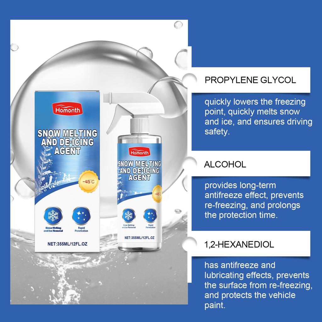 Car Snow Melting De-Icing Agent Winter Automotive Windshield De-Icer Quickly Melts Frost Car Antifreeze Anti-Frost Tools 355ml