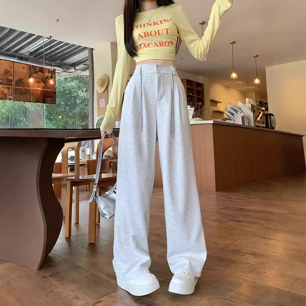 High Waist Narrow Version Wide Leg Pants Casual Straight Straight Straight Pants Loose Sports Casual Pants Early Autumn