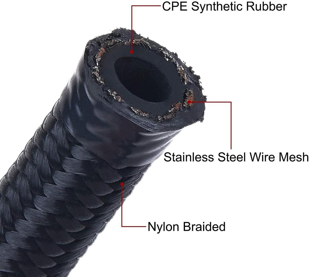 1M AN12 12AN Black Braided Oil Fuel Fittings Hose End 90+0 Degree Oil Adaptor Kit Oil Fuel Hose Line
