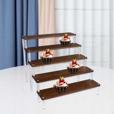 Wooden Display Riser Stand Cupcake Holder 5 Tier Perfume Shelf for Dolls